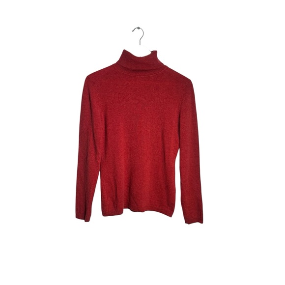 Garnet Hill Cashmere Turtleneck Sweater Rose Pink Knit Quiet Luxury Size Medium - Picture 2 of 7